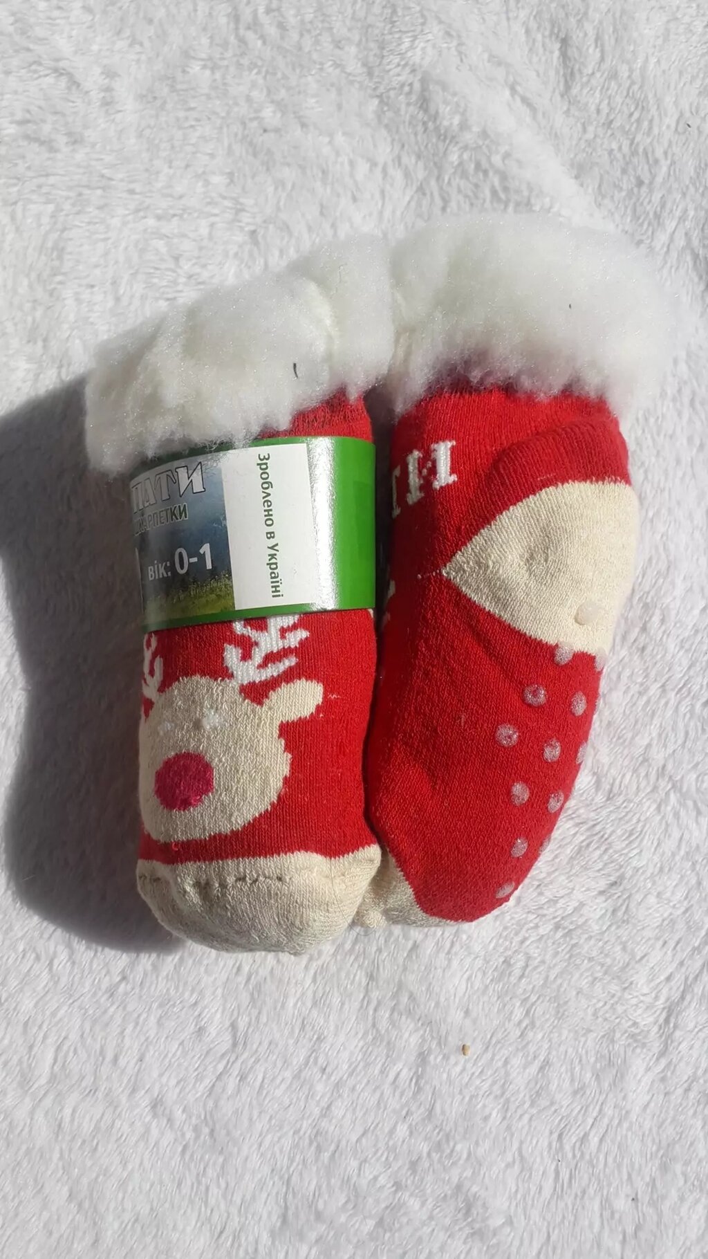 Дитячі термошкарпетки з овчини. Вік 0-1 рік. Довжина 9-11см. Колір червоний від компанії Nemsis-Shop - фото 1