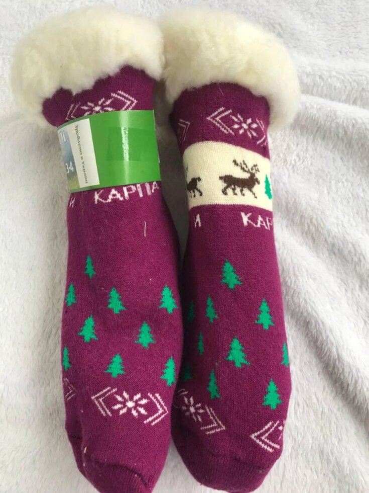 Дитячі термошкарпетки зимові. Овчина. Вік 3-4 роки. Довжина 13-15 см. Бордовий від компанії Nemsis-Shop - фото 5