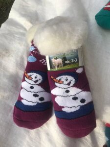 Шкарпетки новорічні дитячі. В подарунок. Вік 2-3 роки. Довжина 13-15 см. Колір Бордовий