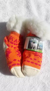 Термошкарпетки дитячі з овчини. Вік 0-1 рік. Довжина 9-11см. Колір помаранчевий