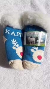 Дитячі термошкарпетки з овчини. Вік 0-1 рік. Довжина 9-11см. Колір Блакитний
