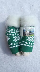 Термошкарпетки дитячі з овчини. Вік 0-1 рік. Довжина 9-11см. Колір зелений