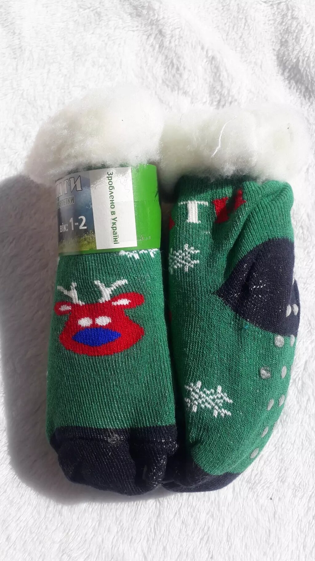 Термошкарпетки дитячі антиковзкі. Вік 1-2 роки. Довжина 12-14 см. Зелений від компанії Nemsis-Shop - фото 1