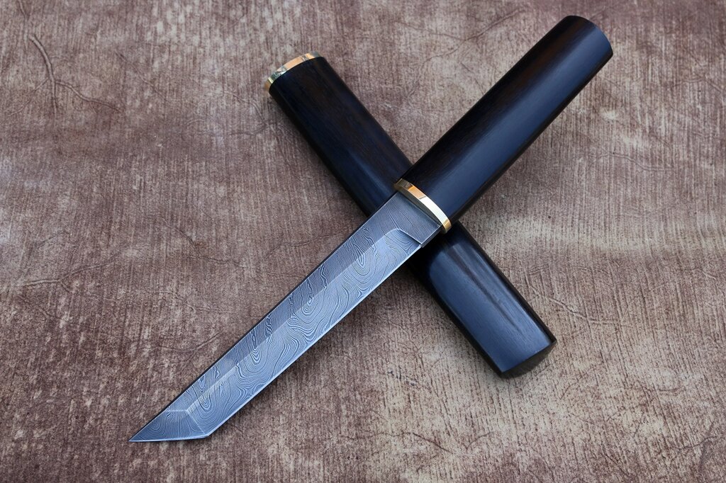 Ніж ручної роботи з дамаської сталі "Танто" від компанії Булат - фото 1