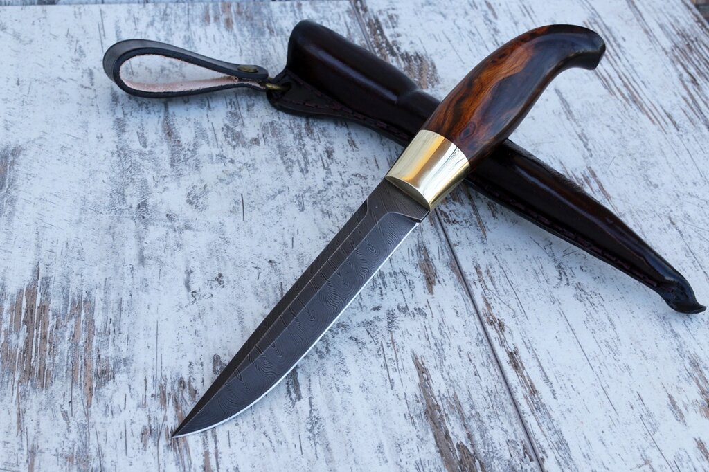 Нож ручной работы из дамасской стали "Финка" ##от компании## Булат - ##фото## 1