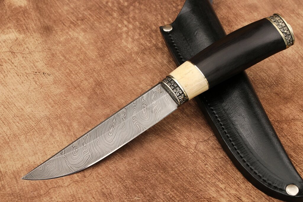 Нож ручной работы из дамасской стали "Горец" от компании Булат - фото 1