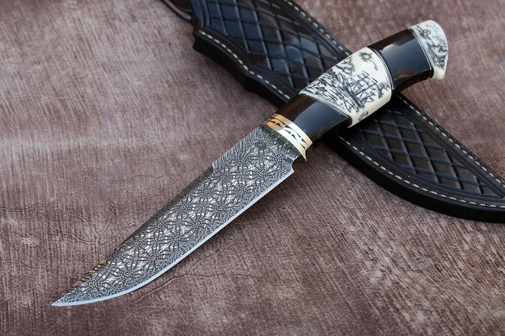 Нож ручной работы  из дамасской стали "Странник" ##от компании## Булат - ##фото## 1