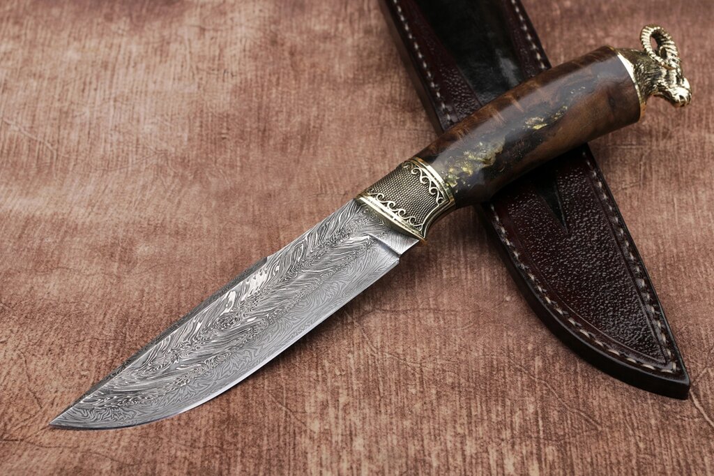 Нож ручной работы из дамасской стали "Золотое руно" ##от компании## Булат - ##фото## 1