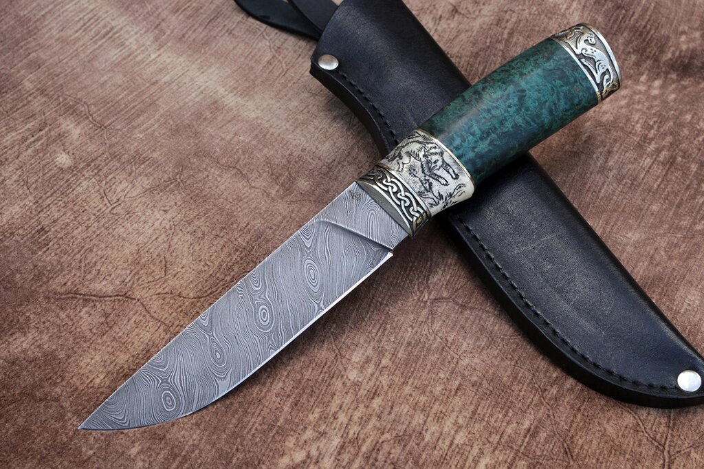 Нож ручной работы "Вожак" из дамасской стали ##от компании## Булат - ##фото## 1