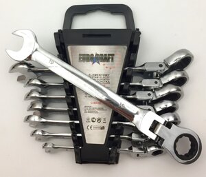 Набір ключів ріжково-накидних із тріскачкою Euro Craft 8 шт. 8-19 мм