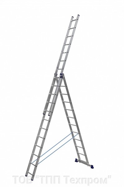 Алюминиевая трехсекционная лестница усиленная 3 х 12 ступеней (полупрофессиональная) ##от компании## ТОВ ТП "Техпром" - ##фото## 1