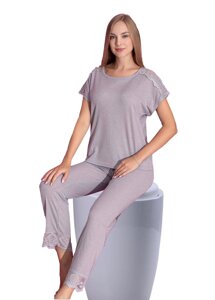Піжама жіноча бавовна штани футболка ML4059 M