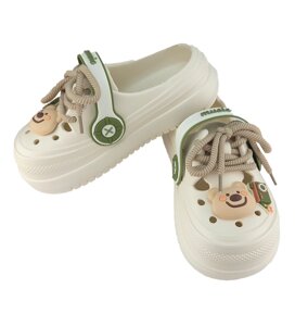 Крокси шльопки жіночі з джібітсами молочні 7160-2 35-36