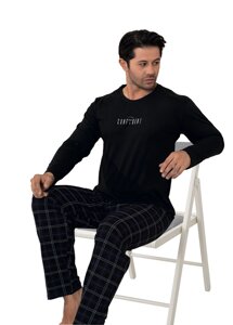 Піжама чоловіча з довгим рукавом бавовна чорний S 605-282 M
