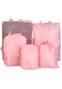 Набір Косметичок дорожніх з рожевими тканинними сумками