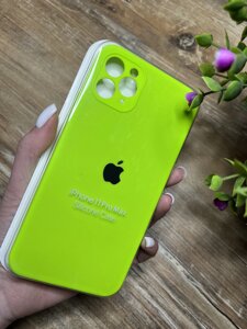 Чохол для iPhone 11 Pro Max з Квадратними Бортами та Повним Захистом Камери та низу, Silicone Case, Салатовий