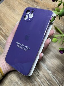 Чохол для iPhone 11 Pro Max з Квадратними Бортами та Повним Захистом Камери та низу, Silicone Case Синій/Індіго