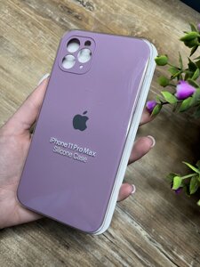 Чохол для iPhone 11 Pro Max з Квадратними Бортами та Повним Захистом Камери та низу, Silicone Case Бузковий