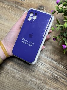 Чохол для iPhone 11 Pro з Квадратними Бортами та Повним Захистом Камери та низу, Silicone Case синій електрик