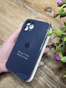 Чохол для iPhone 11 Pro з Квадратними Бортами та Повним Захистом Камери та низу, Silicone Case Темно-синій