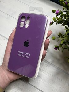 Чохол на iPhone (Айфон) 12 Pro квадратні борти silicone case full camera на apple