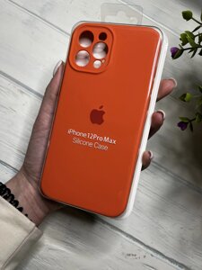 Чохол на iPhone (Айфон) 12 Pro Max квадратні борти silicone case full camera на apple