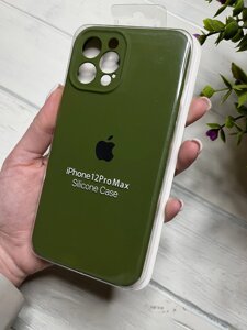 Чохол на iPhone (Айфон) 12 Pro Max квадратні борти silicone case full camera на apple