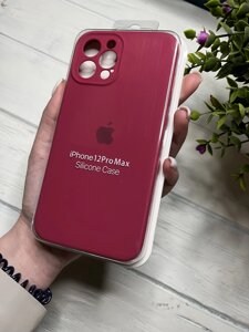 Чохол на iPhone (Айфон) 12 Pro Max квадратні борти silicone case full camera на apple