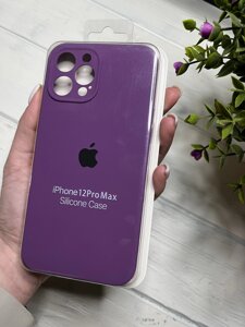 Чохол на iPhone (Айфон) 12 Pro Max квадратні борти silicone case full camera на apple