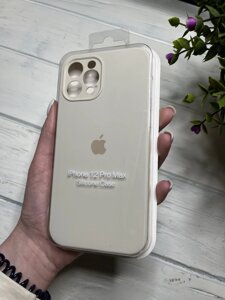 Чохол на iPhone (Айфон) 12 Pro Max квадратні борти silicone case full camera на apple