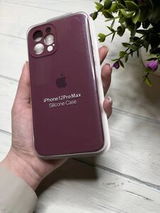 Чохол на iPhone (Айфон) 12 Pro Max квадратні борти silicone case full camera на apple