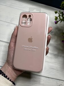 Чохол на iPhone (Айфон) 12 Pro Max квадратні борти silicone case full camera на apple