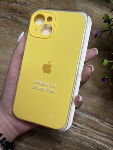 Чохол на iPhone (Айфон) 14 квадратні борти silicone case full camera на apple