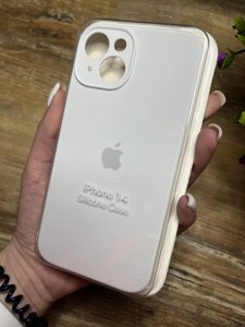 Чохол на iPhone (Айфон) 14 квадратні борти silicone case full camera на apple