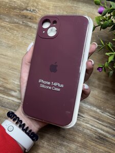 Чохол на iPhone (Айфон) 14 Plus квадратні борти silicone case full camera на apple