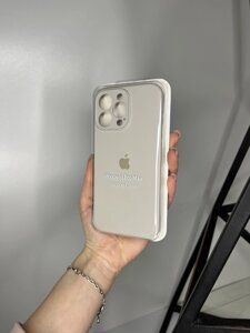 Чохол на iPhone (Айфон) 15 Pro Max квадратні борти silicone case full camera на apple Сірий