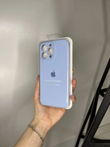 Чохол на iPhone (Айфон) 15 Pro Max квадратні борти silicone case full camera на apple Блакитний