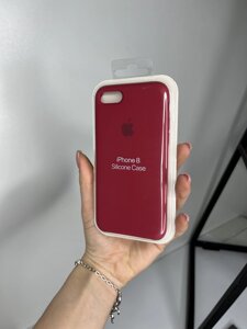 Чохол Silicone Case для Apple iPhone 7/8/SE2-3 силіконовий кейс з мікрофіброю Темно-бордовий