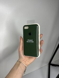 Чохол Silicone Case для Apple iPhone 7/8/SE2-3 силіконовий кейс з мікрофіброю Темно-зелений