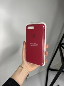 Чохол Silicone Case для Apple iPhone 7+8+ силіконовий кейс з мікрофіброю Темно-бордовий