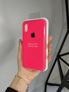 Чохол Silicone Case для Apple iPhone X/XS силіконовий кейс з мікрофіброю Фуксія