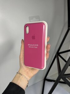 Чохол Silicone Case для Apple iPhone X/XS силіконовий кейс з мікрофіброю Малиновий