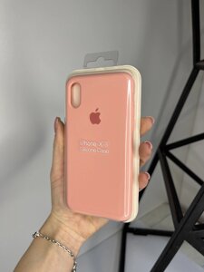 Чохол Silicone Case для Apple iPhone X/XS силіконовий кейс з мікрофіброю Рожевий