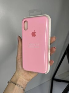 Чохол Silicone Case для Apple iPhone X/XS силіконовий кейс з мікрофіброю Рожевий