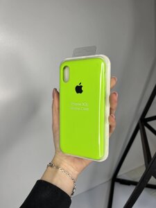 Чохол Silicone Case для Apple iPhone X/XS силіконовий кейс з мікрофіброю Салатовй