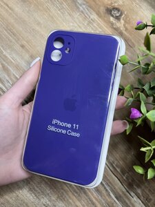 Чохол силіконовий для iPhone (Айфон) 11 з Квадратними Бортами та закритою камерою Silicone Case, Синій електрик