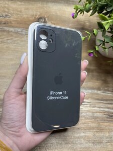 Чохол силіконовий для iPhone (Айфон) 11 з Квадратними Бортами та закритою камерою Silicone Case, Темно-сірий