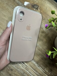 Чохол силіконовий для iPhone (Айфон) XR з Квадратними Бортами та закритою камерою Silicone Case, Пудра