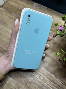 Чохол силіконовий для iPhone (Айфон) XS MAX з Квадратними Бортами та закритою камерою Silicone Case Блакитний