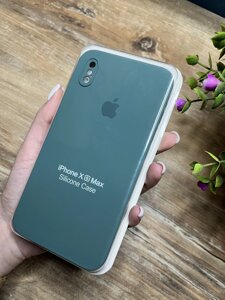 Чохол силіконовий для iPhone (Айфон) XS MAX з Квадратними Бортами та закритою камерою Silicone Case Зелений